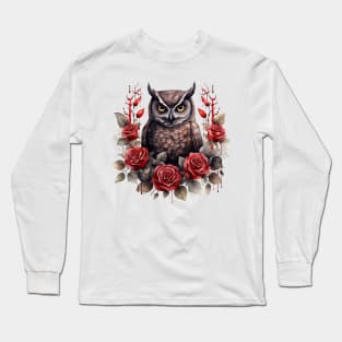 Gothic Rose Owl Long Sleeve T-Shirt